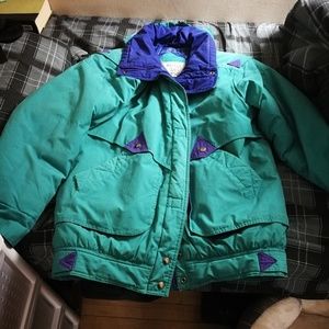 vintage retro winter snow coat jacket with hood